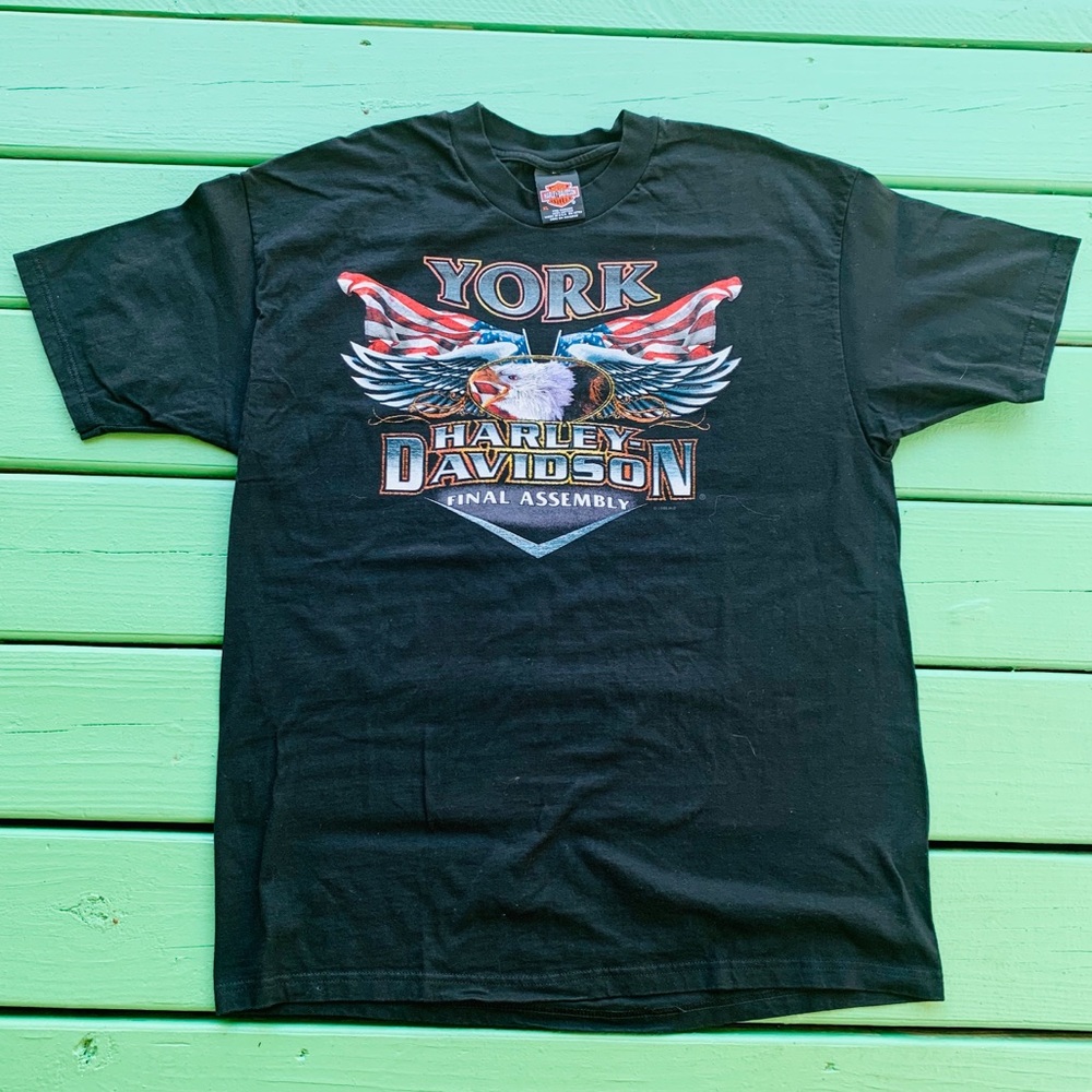Harley Davidson Vintage Black Tee Shirt Size Large